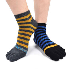 Mixed Colors Stripes Toe Ankle Socks for Men - 4 Pairs