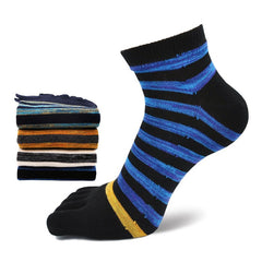 Mixed Colors Stripes Toe Ankle Socks for Men - 4 Pairs