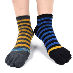 Mixed Colors Stripes Toe Ankle Socks for Men - 4 Pairs