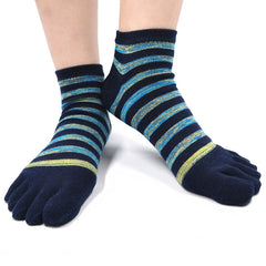 Mixed Colors Stripes Toe Ankle Socks for Men - 4 Pairs