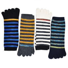 Mixed Colors Stripes Toe Ankle Socks for Men - 4 Pairs