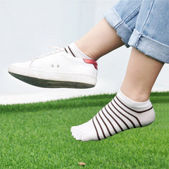 Cute Stripes Toe Socks for Women - 4 Pairs