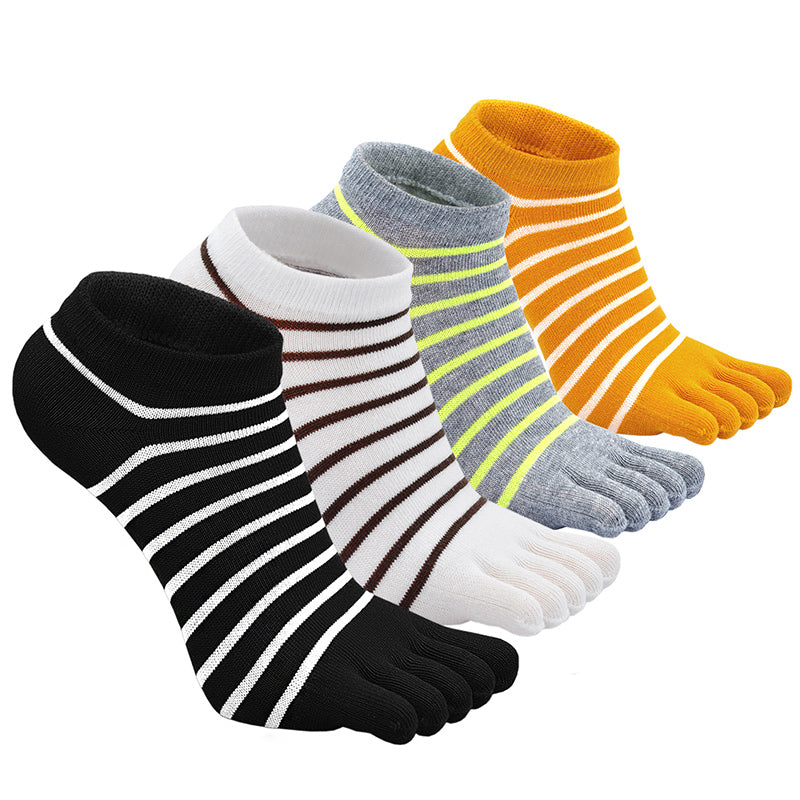 Cute Stripes Toe Socks for Women - 4 Pairs