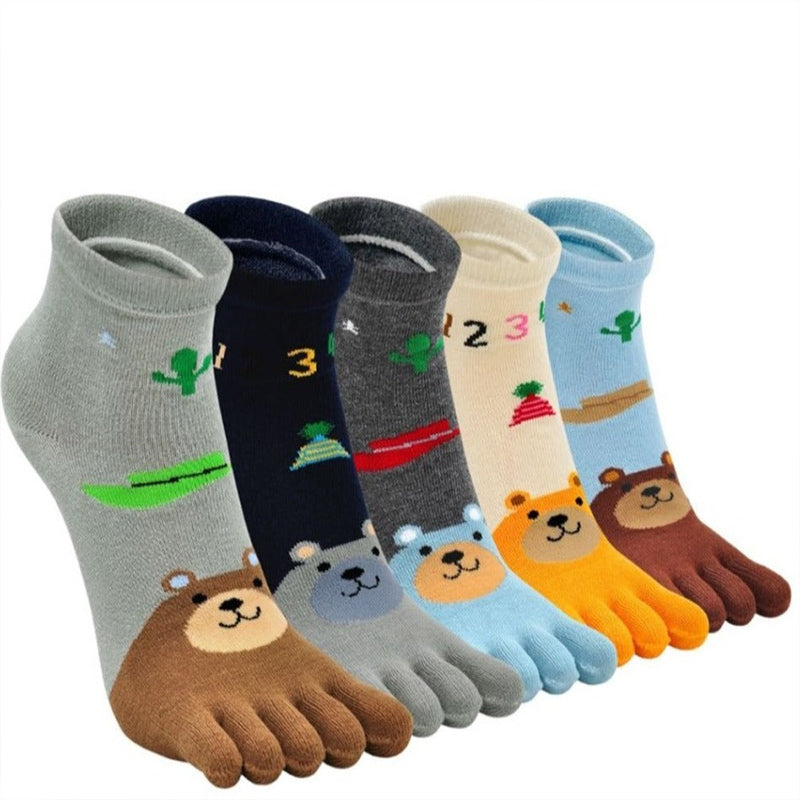 5 Finger Cute Bear Socks for Kids - 5 Pairs