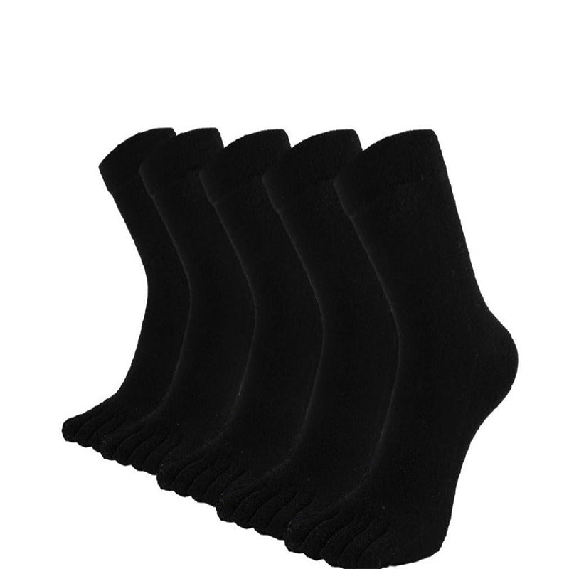 Plain Black Executive 5 Finger Socks for Men - 5 Pairs