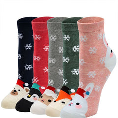 Cute Animal Christmas Socks for Women - 5 Pairs