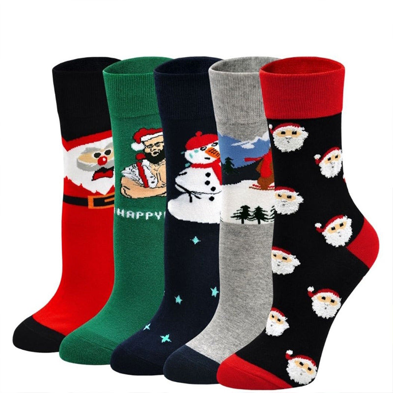 Christmas Crew Socks for Women - 5 Pairs