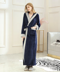 Soft Long Bathrobe for Women with Hood & Wide Shawl Collar