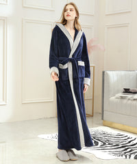 Soft Long Bathrobe for Women with Hood & Wide Shawl Collar