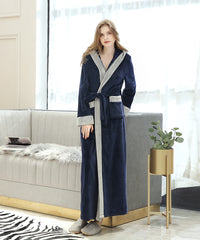 Soft Long Bathrobe for Women with Hood & Wide Shawl Collar