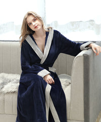 Soft Long Bathrobe for Women with Hood & Wide Shawl Collar