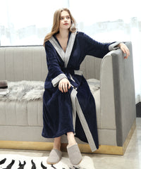 Soft Long Bathrobe for Women with Hood & Wide Shawl Collar