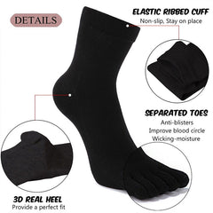 Plain Black Crew Socks for Men - 5 Pairs