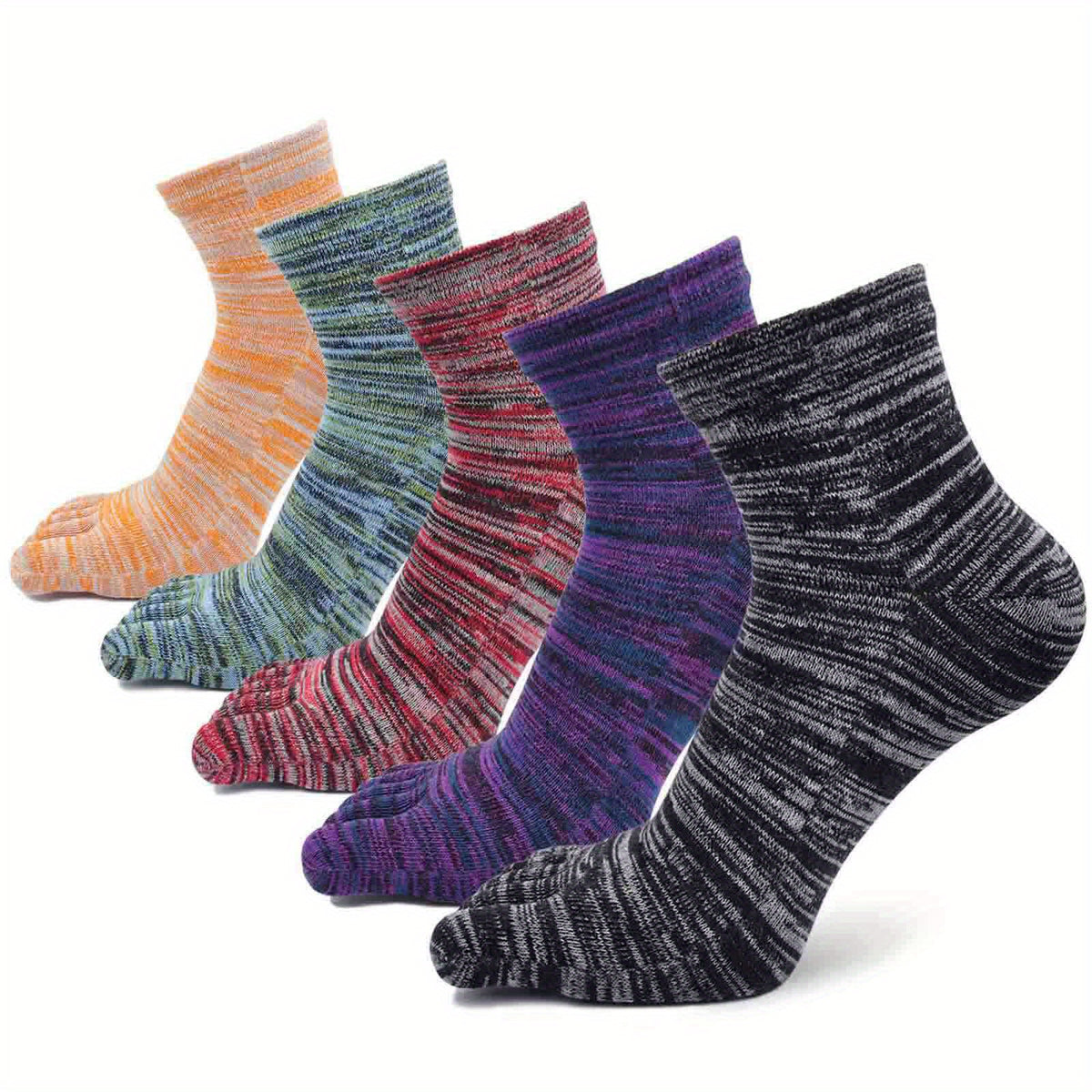 Hellomamma 5 Pair of Striped Toe Sports Socks - Breathable, Moisture-Wicking, Comfortable Athletic Running Socks for Men and Women - Cotton Material, Five-Finger Design, Ideal for Fitness, Gym, and Outdoor Activities