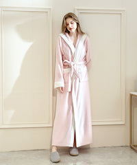 Soft Long Bathrobe for Women with Hood & Wide Shawl Collar