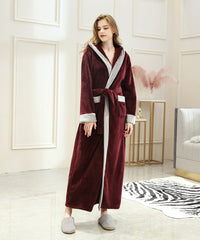 Soft Long Bathrobe for Women with Hood & Wide Shawl Collar