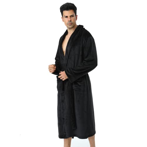 Men Fleece Plush Robe Warm Soft Collar Shawl