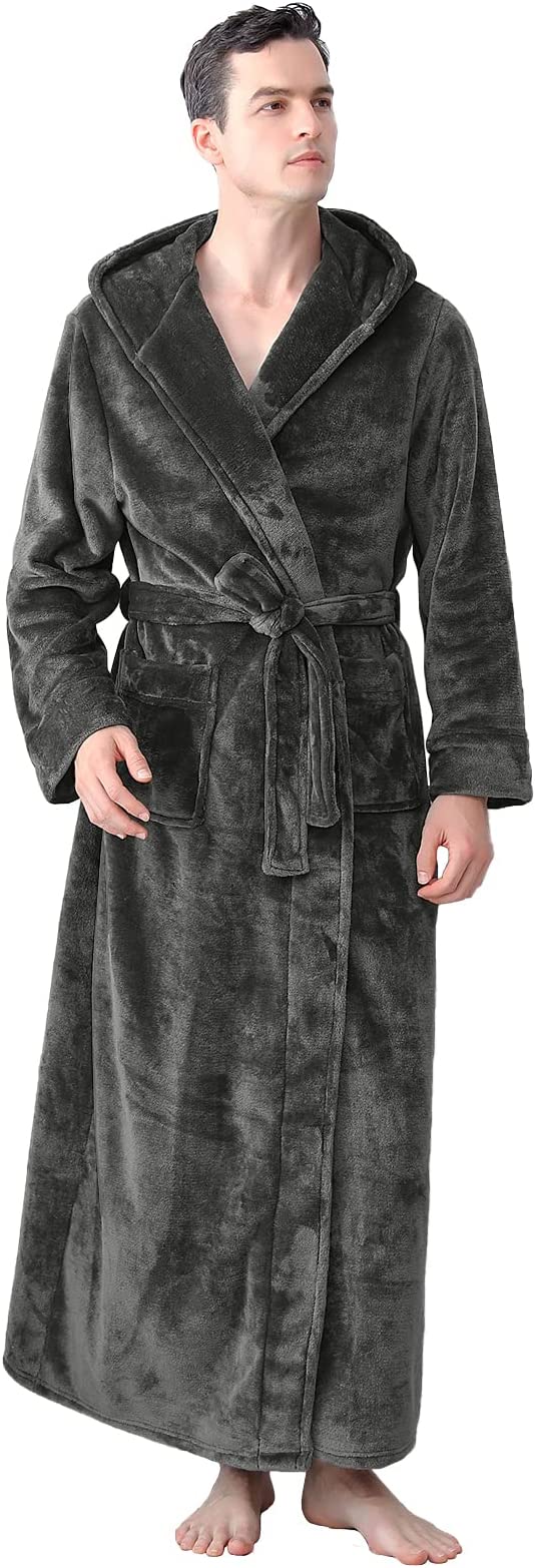 Men Fleece Plush Robe Warm Soft Collar Shawl