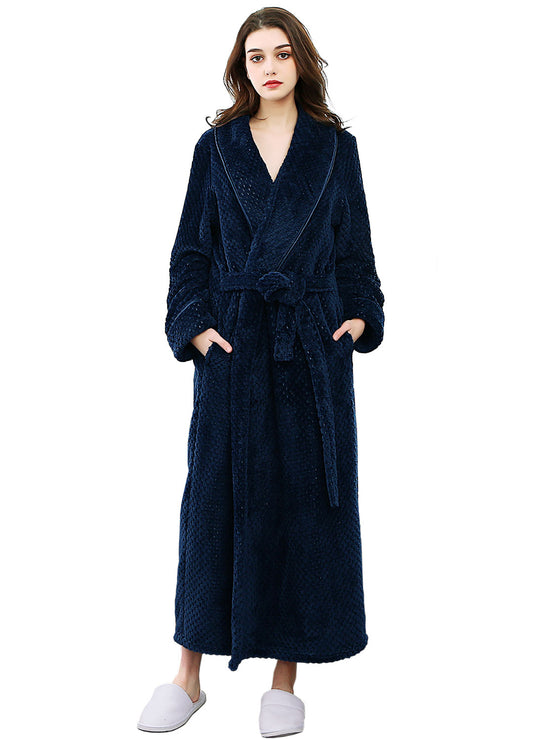 Womens Long Robe Soft Warm Fleece Plush Bathrobe Ladies Sleepwear Pajamas Housecoat Nightgown…