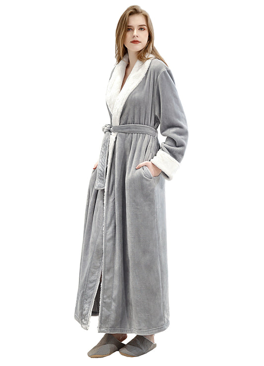 Hellomamma Women's Fleece Robes, Long Winter Warm Soft Plush Bathrobes for Women, Fluffy Comfy House Coat