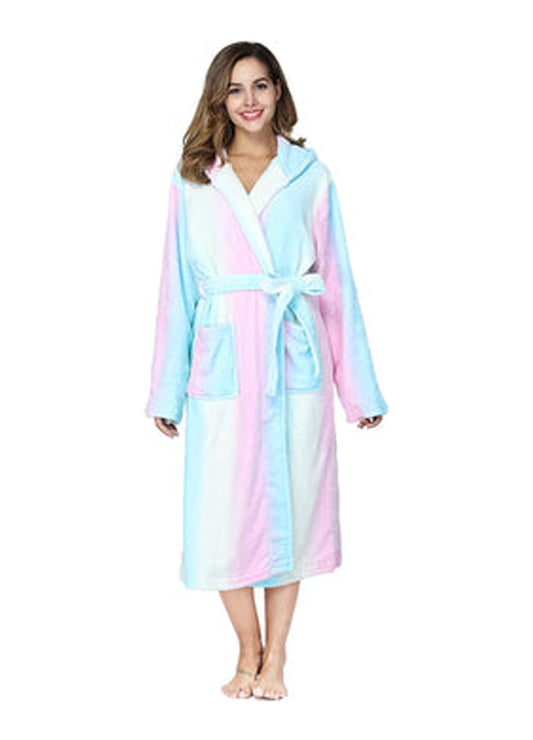 Hellomamma Plush Fleece Hooded Robes for Women Soft Fuzzy Ladies Bathrobe with Pockets